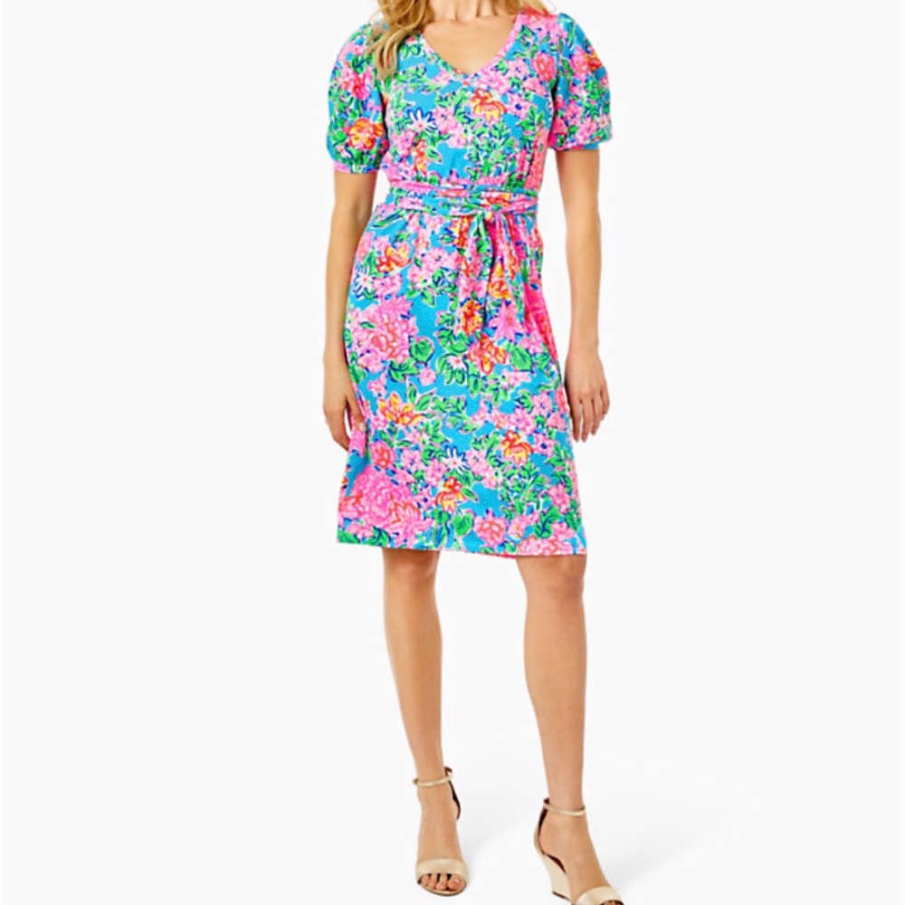 Brand New Lilly Pulitzer Isolde Knee Length Dress in Rose To The Occasion, L